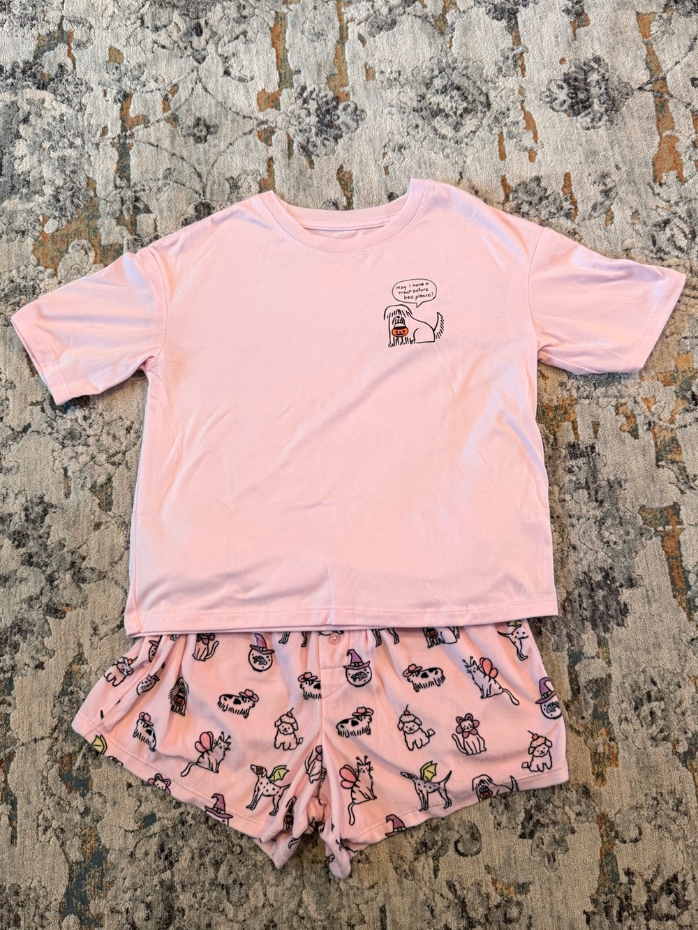 Kids Pink Halloween Pajama Set Size 10-12